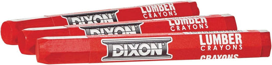 Industrial Lumber Marking Crayons, 4.5" X 1/2" Hex, Red, 12-Pack (52000)