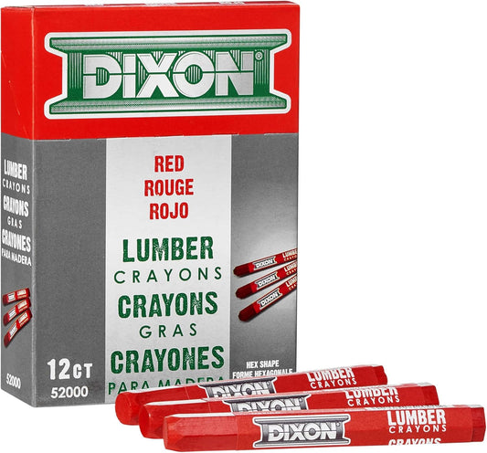 Industrial Lumber Marking Crayons, 4.5" X 1/2" Hex, Red, 12-Pack (52000)